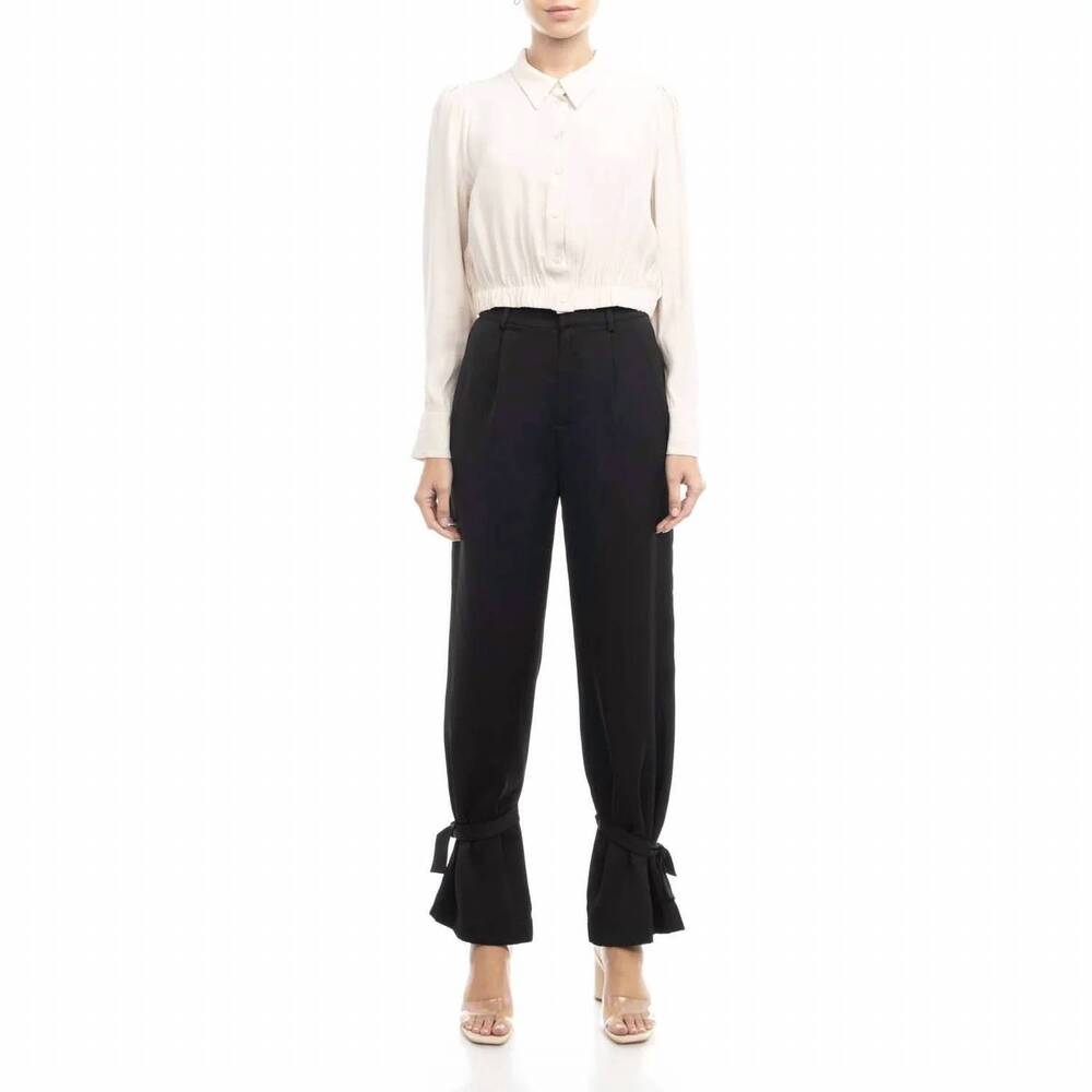 NEW LOST APRIL angie ankle tie pants in black
